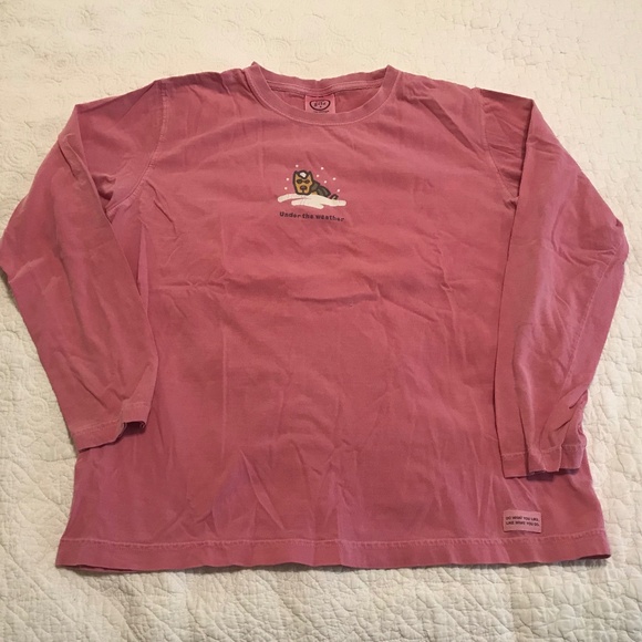 Life is Good “under the weather” maroon long sleeve crewneck tee shirt (M) - Picture 1 of 12